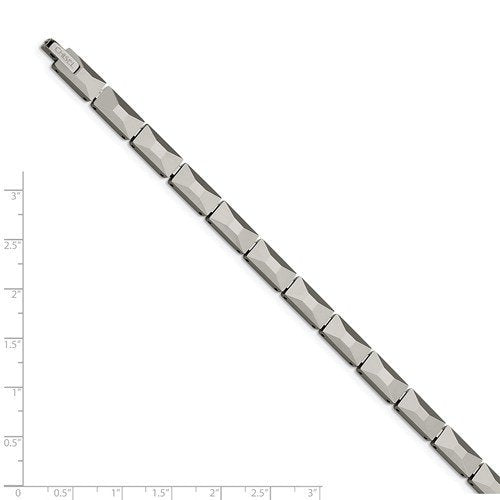 Men's Polished Grey Tungsten Link Bracelet, 8.25"