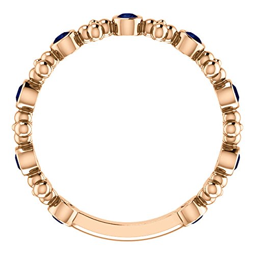 Genuine Blue Sapphire Beaded Ring, 14k Rose Gold