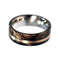 Buckeye Burl Wood, Bronze Pinstripes 7.5mm Comfort Fit Matte Titanium Wedding Band