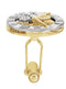 2-Tone Tick Tock Cuff Link, Sterling Silver, 14k Yellow Gold (Single Cuff Link)