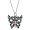 Butterfly Antiqued Pendant Necklace, Sterling Silver, 12k Green and Rose Gold Black Hills Gold Motif, 18''