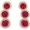 Ruby Three-Stone Ear Climbers, 14k Rose Gold