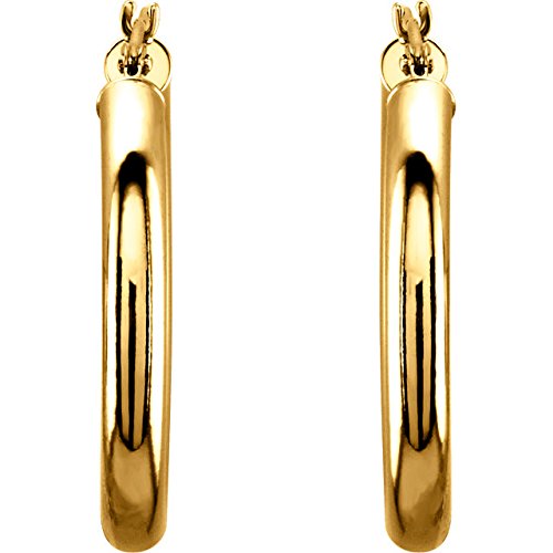 Tube Hoop Earrings, 14k Yellow Gold (25mm)
