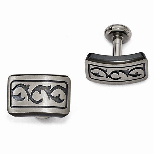 Tribal Collection Brushed Grey, Black Titanium Thorn Cuff Links