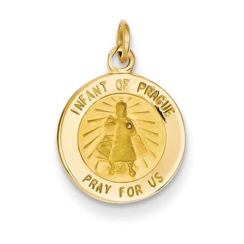 14k Yellow Gold Infant Of Prague Medal Charm (17X12MM)