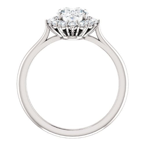 Oval Cubic Zirconia and Diamond Halo 14k White Gold Ring (.35 Cttw, GH Color, SI2-SI3 Clarity), Size 5.75