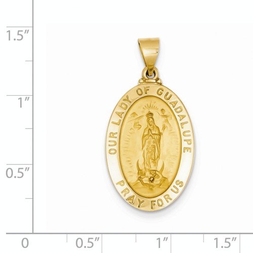 14k Yellow Gold Our Lady Of Guadalupe Medal Pendant (28X16MM)