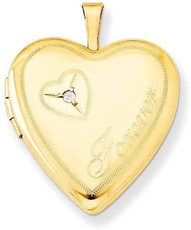 Gold-Filled Sterling Silver Diamond Heart 'Forever' Locket Pendant Necklace, 18"