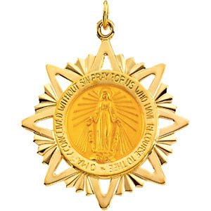 14k Yellow Gold Miraculous Medal (32x29 MM)