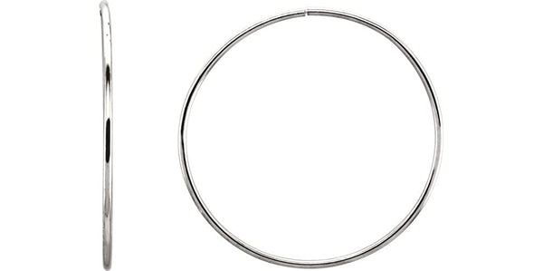 Endless Hoop Tube Earrings, Sterling Silver (35mm)