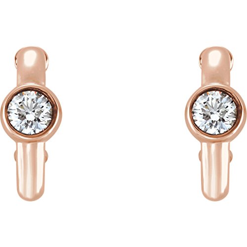 Diamond J-Hoop Earrings, 14k Rose Gold (0.2 Ctw, G-H Color, I1 Clarity)