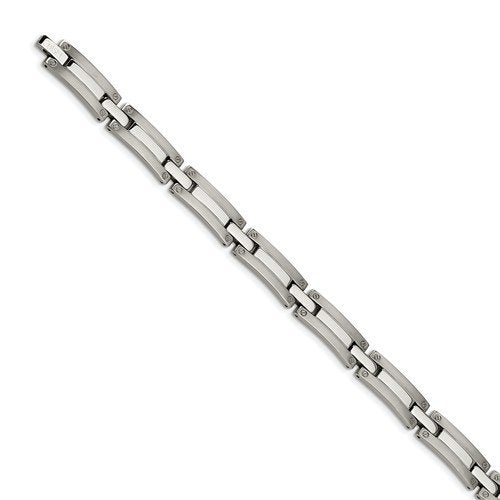 Men's Brushed and Polished Titanium 8mm Link Bracelet, 8.5"