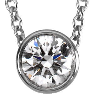 Diamond Solitaire Platinum Pendant Necklace, 18" (1/3 Cttw)