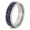 The Men's Jewelry Store (Unisex Jewelry) Blue Stardust with Meteorite and 14k Yellow Gold 7mm Comfort-Fit Titanium Ring