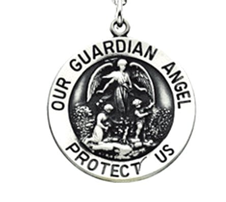 Sterling Silver Guardian Angel Medal Key Chain