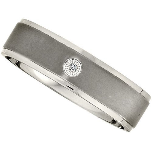 7mm Oxidized Titanium and Diamond Comfort Fit Ring (.05 Cttw, GI Color, I2 Clarity)
