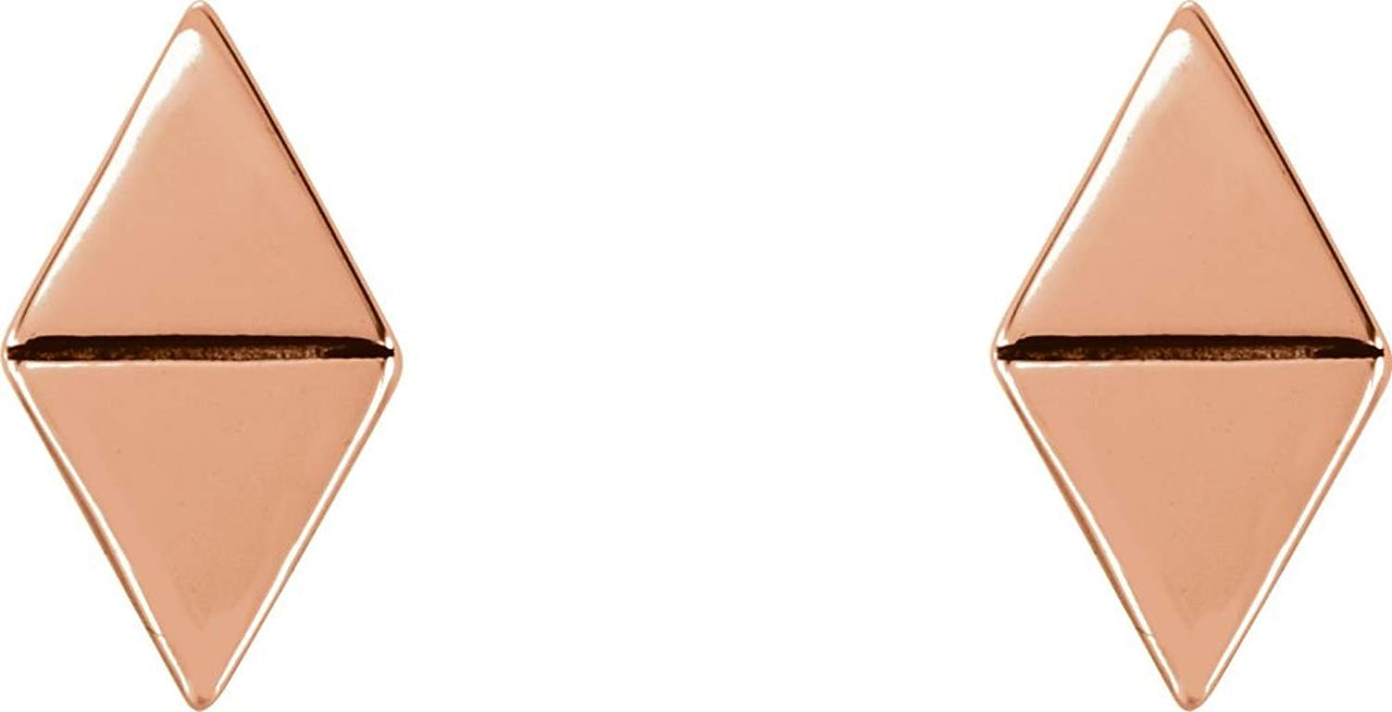 Geometric Triangle Stud Earrings, 14k Rose Gold