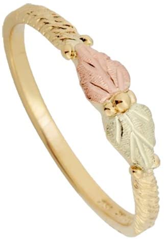 The Men's Jewelry Store (for HER) Slim Profile Band, 10k Yellow Gold, 12K Rose Gold, 12k Green Gold Black Hills Gold Motif, Size 12