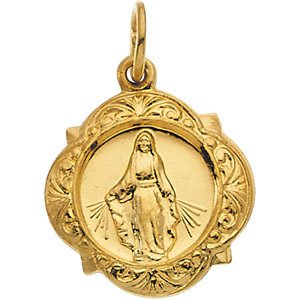 14k Yellow Gold Miraculous Medal (12.14x12.09 MM)