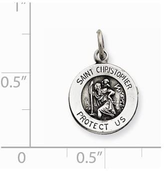 Sterling Silver Antiqued Saint Christopher Medal Pendant (16X12 MM)