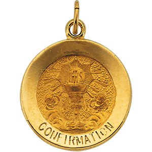 14k Yellow Gold Round Confirmation Medal (15 MM)