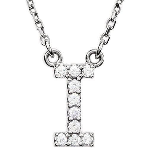 Diamond Initial 'I' Rhodium Plate 14K White Gold (1/10 Cttw, GH Color, I1 Clarity), 16.25"