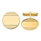 14k Yellow Gold Line Texture Round Cuff Links, 20MM