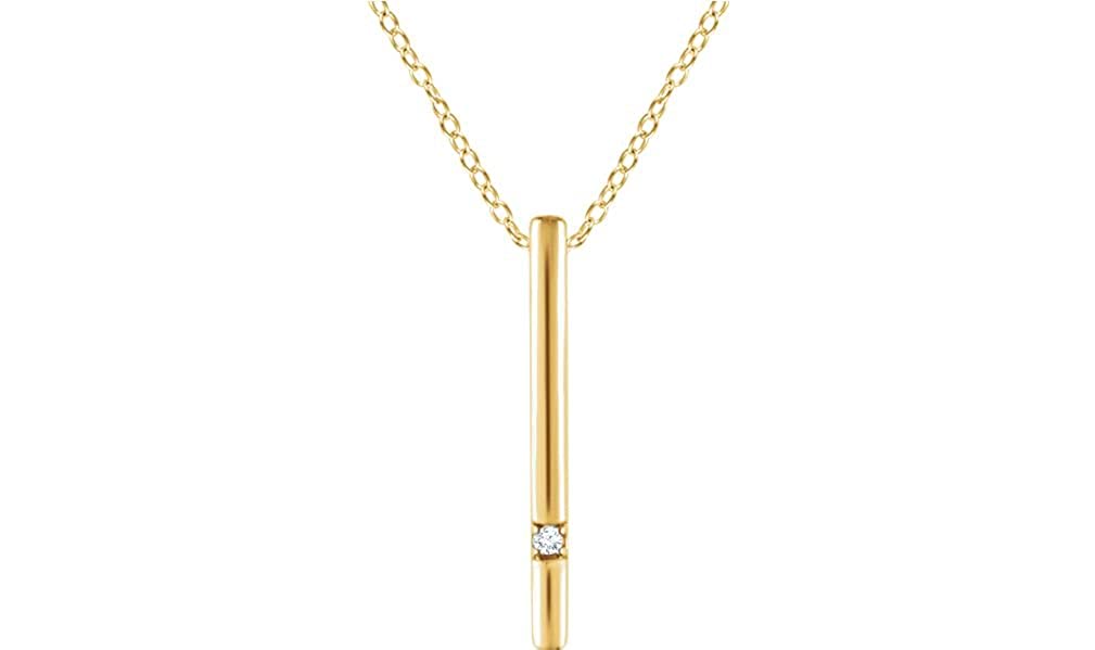 Diamond Bar Necklace in 14k Yellow Gold, 16-18" (.015 Ctw, Color H+, Clarity I1)
