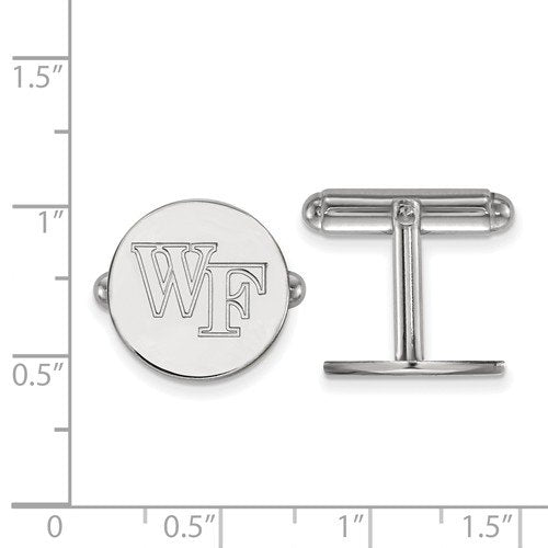 Rhodium-Plated Sterling Silver Wake Forest University Cuff Links, 15MM