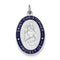 Rhodium-Plated Sterling Silver Enameled St. Christopher Medal Charm Pendant (35X20 MM)