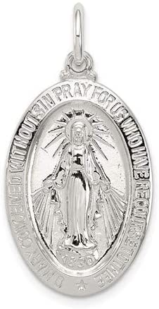 Sterling Silver Miraculous Medal Pendant (30X16 MM)