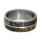 Deer Antler, Buckeye Burl Wood 8.5mm Comfort-Fit Brushed Titanium Band, Size 8.5