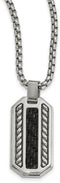 Edward Mirell Stainless Steel Black Carbon Fiber Dog Tag Pendant Necklace, 20"