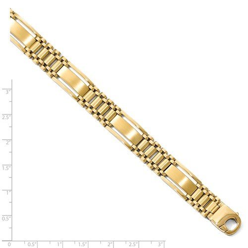Men's Polished and Satin 14k Yellow Gold 12.5mm Link Bracelet, 8.5"