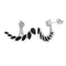 Black CZ Leaf Rhodium Plated Sterling Silver Ear Climber Earrings