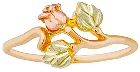 The Men's Jewelry Store (for HER) Dakota Rose Ring, 10k Yellow Gold, 12k Green Gold, 12k Rose Gold Black Hills Gold Motif, Size 5.5