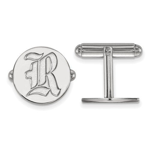 Sterling Silver Rice University Round Cuff Links,15MM