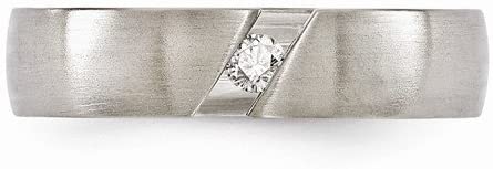 Edward Mirell Brushed Titanium Diamond 6MM Wedding Band (0.1 Ct)