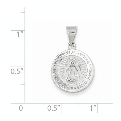 Rhodium-Plated 14k White Gold Miraculous Medal Pendant (18X15MM)