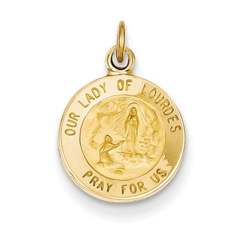 14k Yellow Gold Our Lady Of Lourdes Medal Charm (18X12MM)