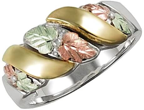 Past, Present Future 8mm Grape Leaf, Sterling Silver, 10k Yellow Gold, 12k Green and Rose Gold Black Hills Gold Motif