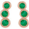 Chatham Created Emerald Three-Stone Ear Climbers, 14k Rose Gold