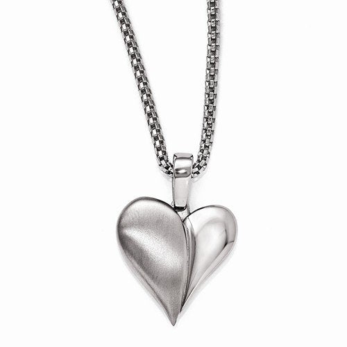 Edward Mirell Titanium Heart with Sterling Silver Pendant Necklace, 16"-18"