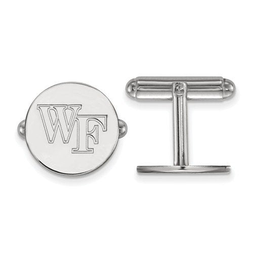 Rhodium-Plated Sterling Silver Wake Forest University Cuff Links, 15MM
