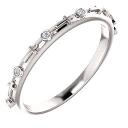 Platinum Petite Diamond Cross Ring, (.03 CTW, Color G-H, Clarity SI2-SI3)