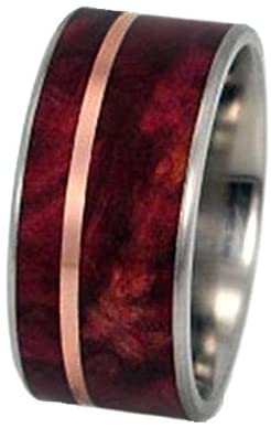Ruby Redwood, 14k Rose Gold 10mm Comfort Fit Matte Titanium Wedding Band, Size 12.5