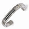 Cable Sport Collection Gray Titanium, Black Memory Cable, 18k Rivets Brushed Cuff Bracelet