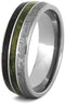 Dinosaur Bone, Gibeon Meteorite, Green Box Elder Burl 8mm Titanium Comfort-Fit Band