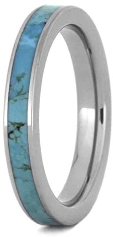 The Men's Jewelry Store (Unisex Jewelry) Turquoise 3mm Titanium Comfort-Fit Wedding Band, Size 12.25