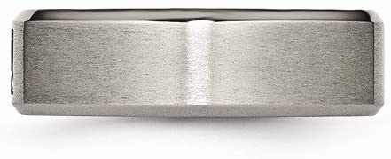 Satin-Brushed Grey Titanium Diamond 7mm Wedding Band, Size 8.5